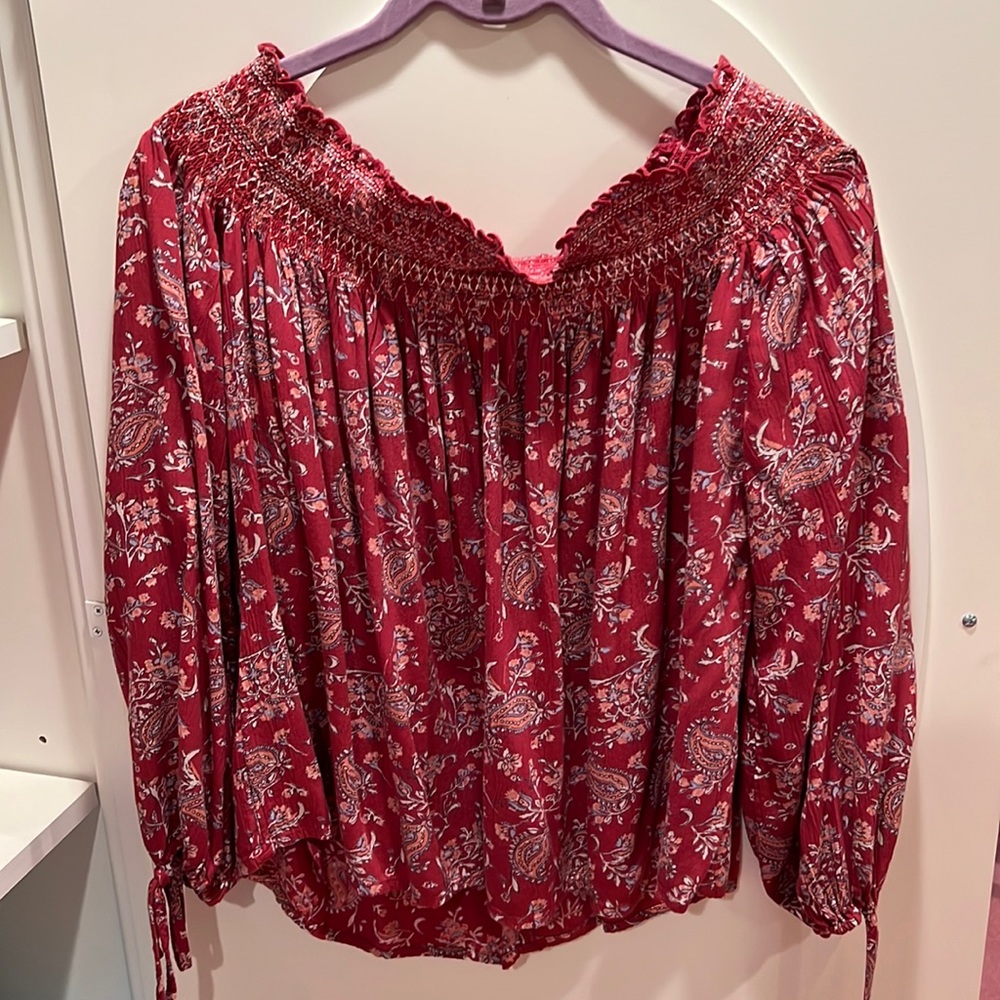 Abercrombie Pink Floral Off the Shoulder Top
